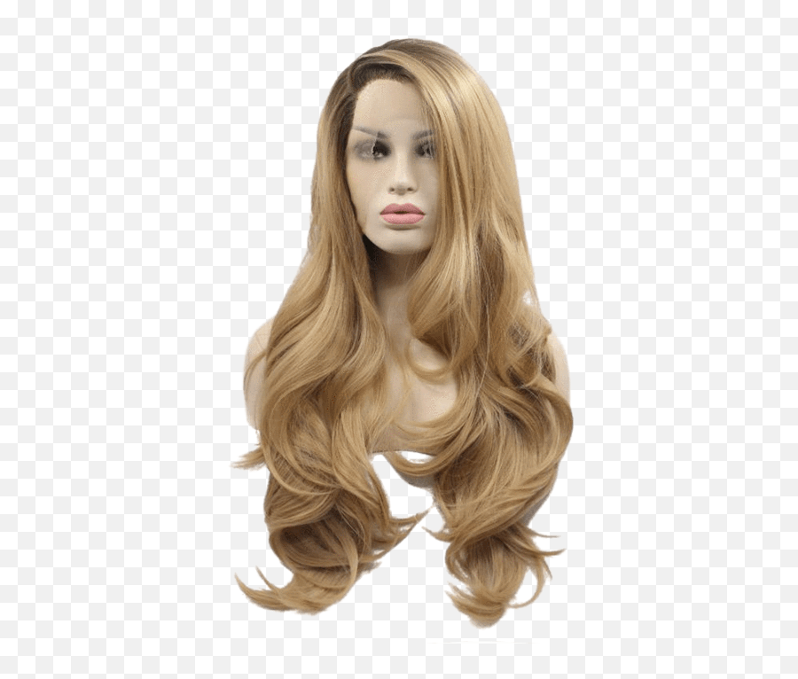 Brown Wig Png - Milk Tea Long Wavy Lace Front Wig Wavy Blond Synthetic Lace Front Wig,Blonde Wig Png