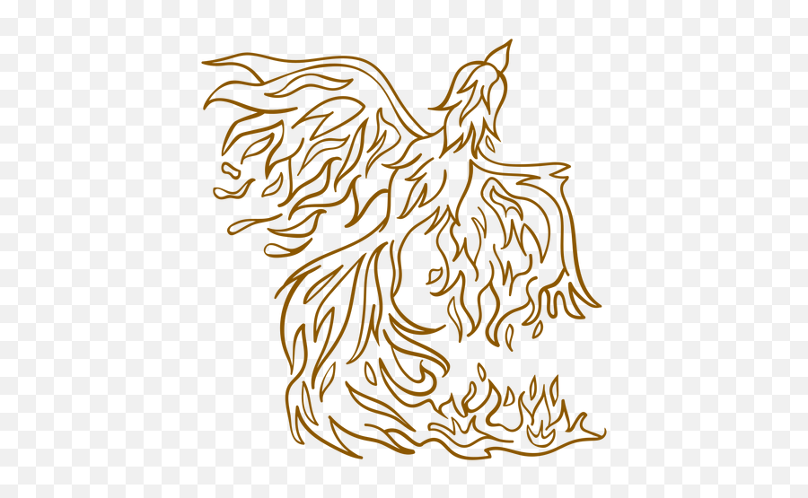Phoenix Rising From Fire Brown Outline - Transparent Png Automotive Decal,Fire Wings Png