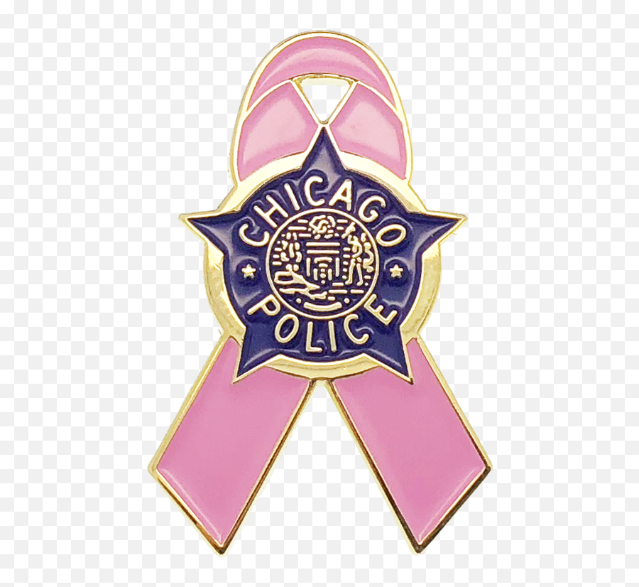 Breast Cancer Ribbon Lapel Pin Chicago Police - Girly Png,Cancer Ribbon Logo