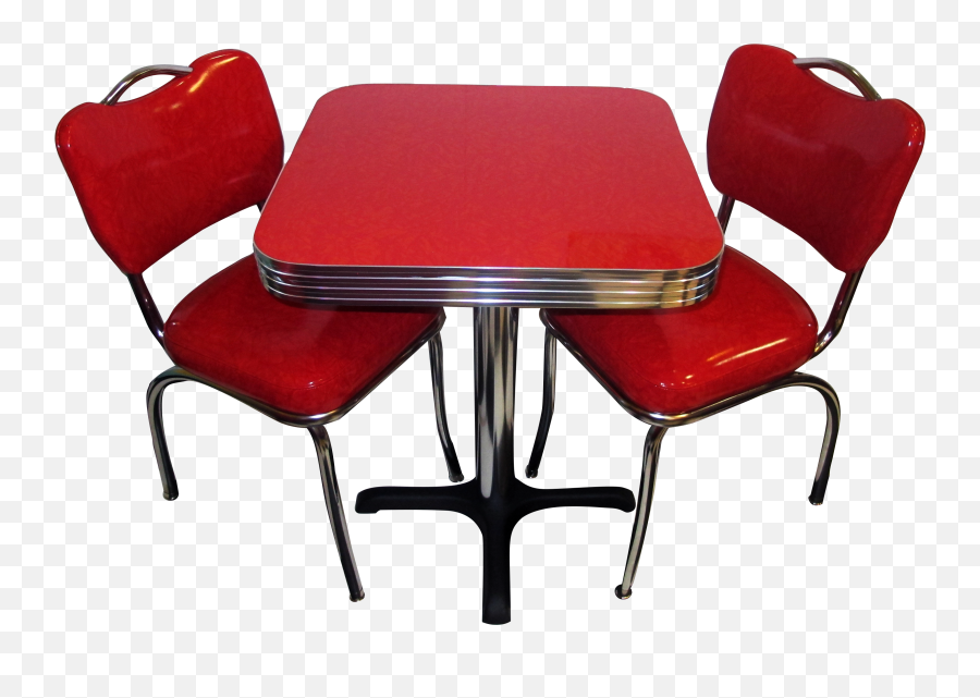 Retro Cafe Tables - Retro Chrome Table And Chairs Red Png,Cafe Table Png