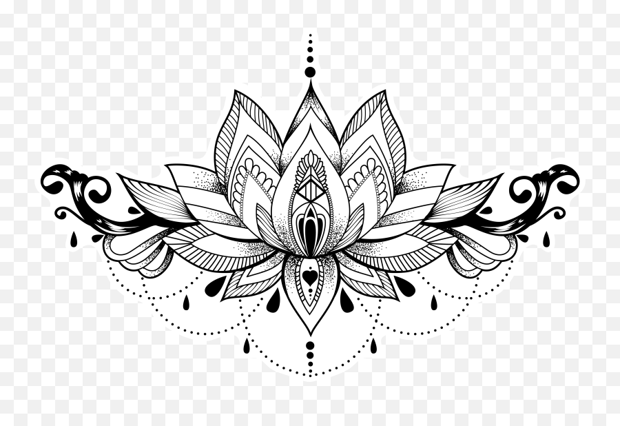 Lotus Tattoo Png 3 Image - Transparent Lotus Flower Outline,Tattoo Png Transparent