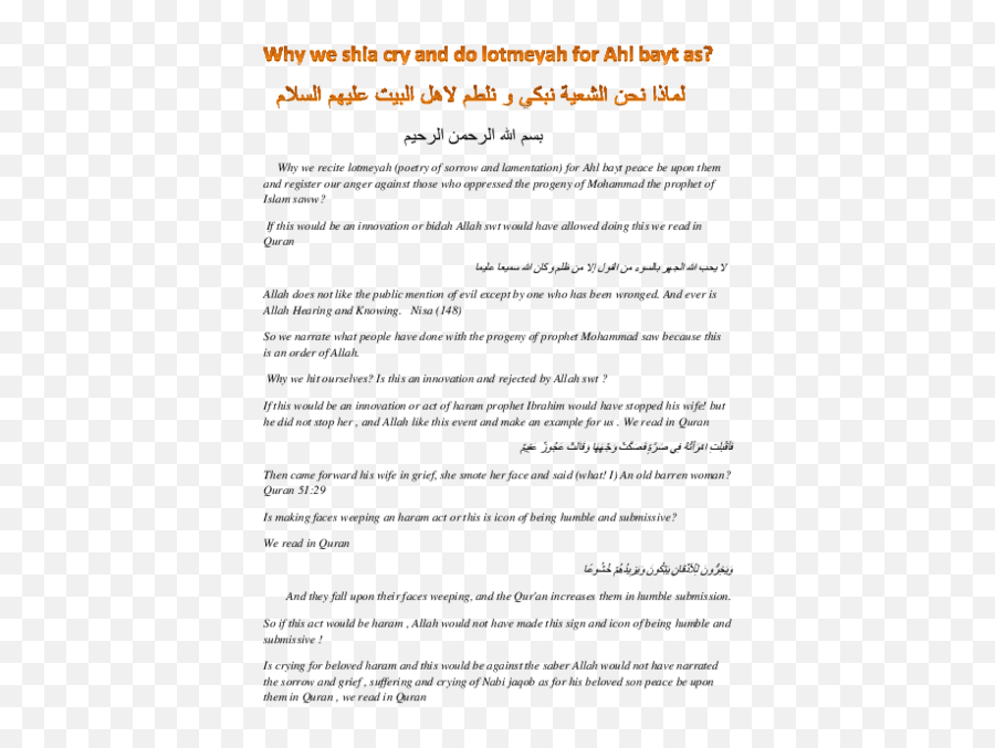 Doc Why We Shia Cry And Do Lotmeyah For Ahl Bayt As Adil - Document Png,Prophet Icon