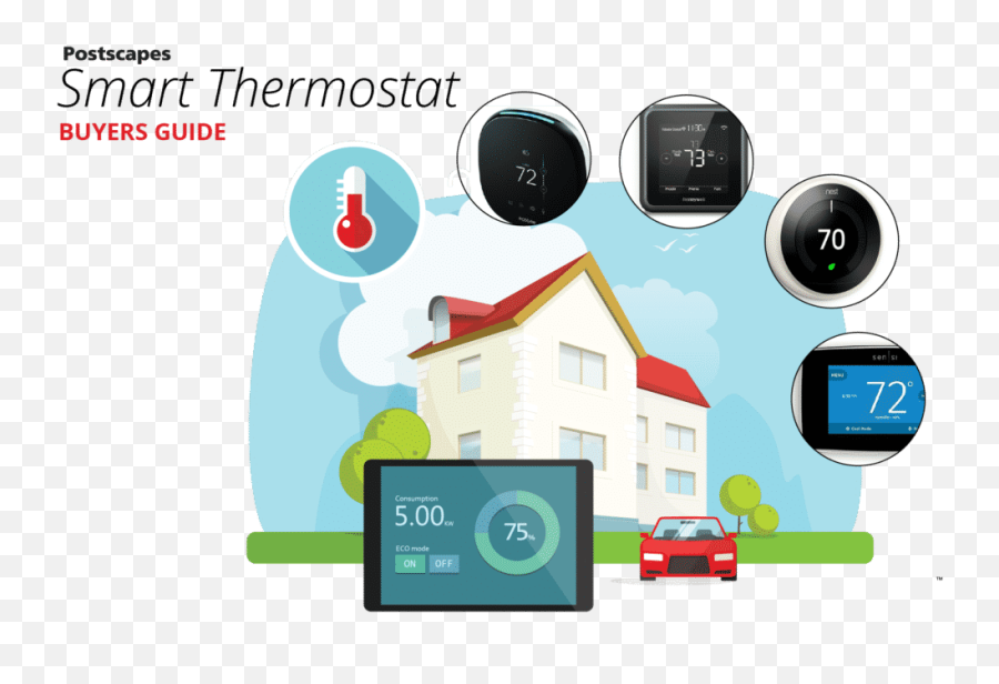 Top Iot Smart Thermostats 2019 Reviews And Comparison Guide - Iot Thermostat Png,Nest Thermostat E Stuck On Home Icon