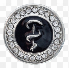 20mm Rhinestone Caduceus Medicine Sign With Black Background Snap Charm Tropicaltrinkets - Body Jewelry Png,Caduceus Transparent Background