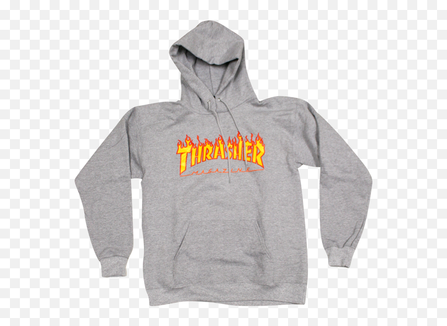Flame Logo Pullover Sweatshirt - Grey Thrasher Flame Hoodie Png,Thrasher Png