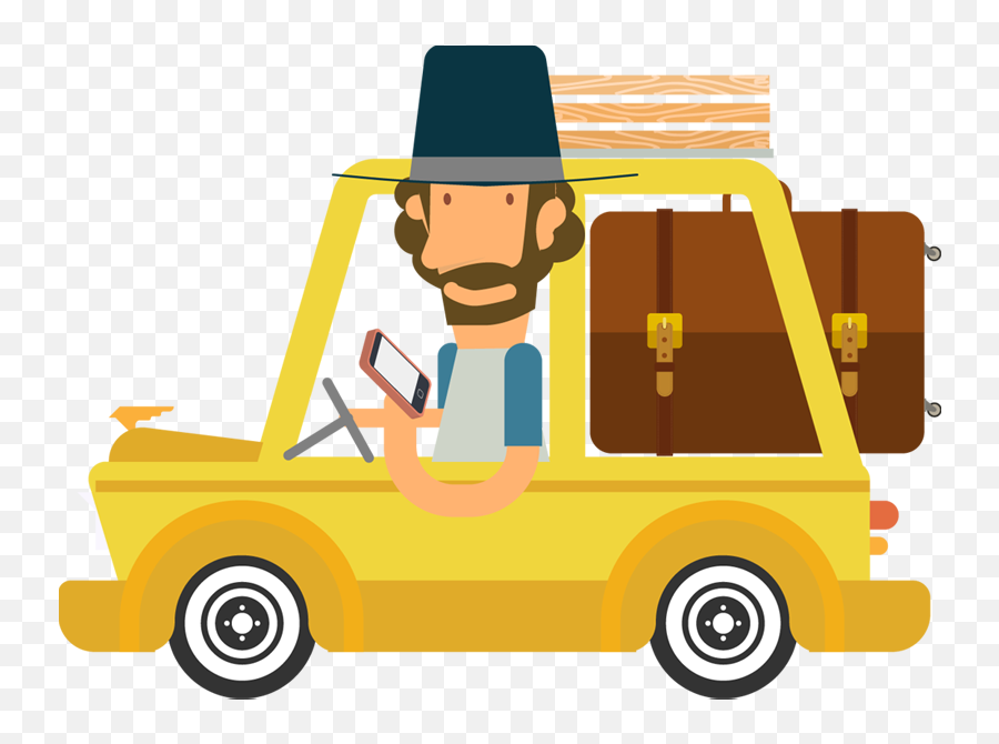 Cartoon Man Traveling With Car - Travel Man Cartoon Png,Cartoon Man Png