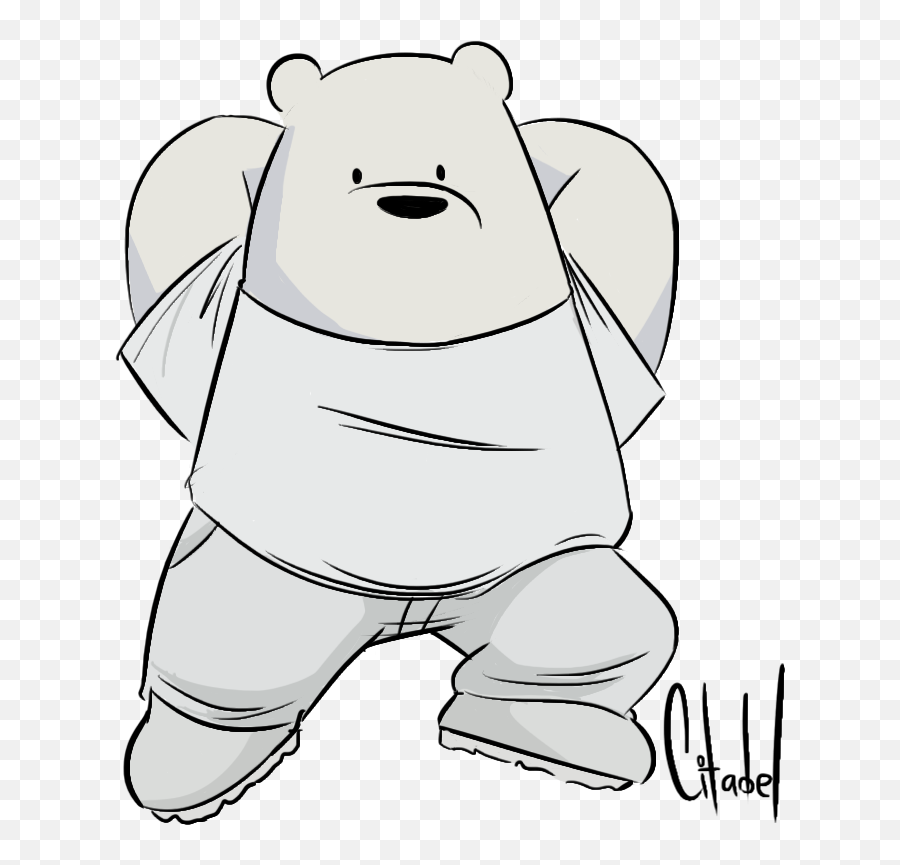 Ice Bear With His Fashion Bears Outfit Webarebears - We Bare Bears Ink Drawing Png,We Bare Bears Png