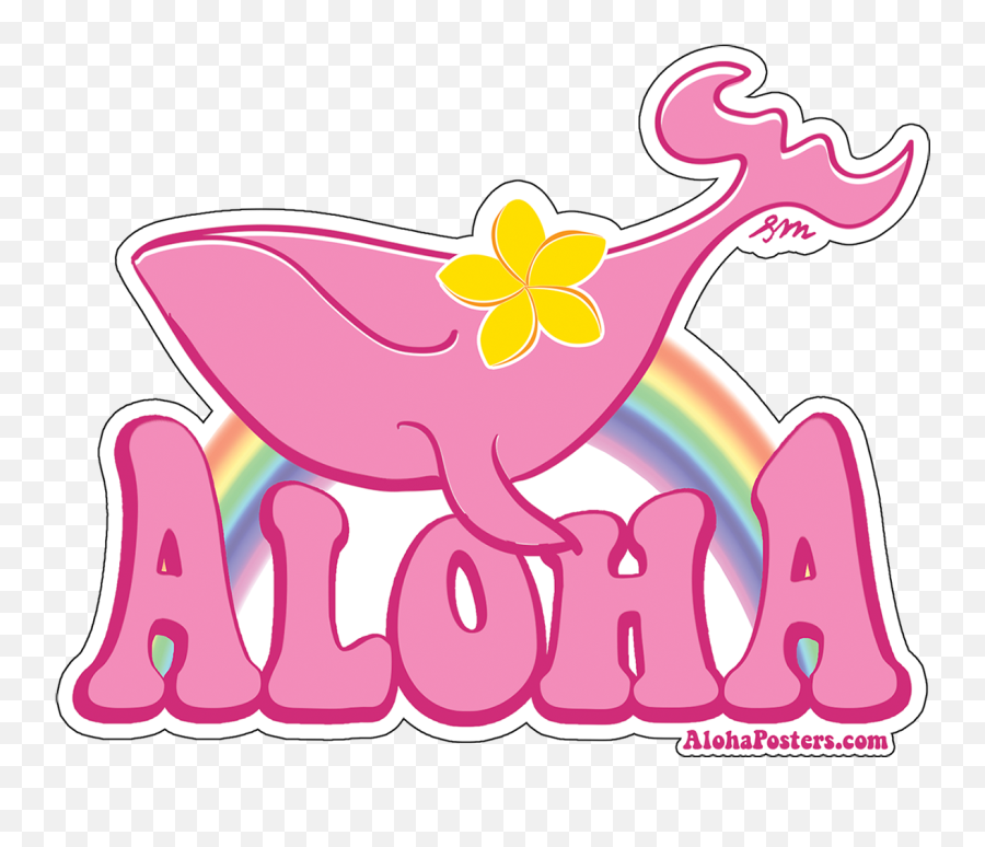 Aloha Whale Pink Hawaiian Rainbow - Rainbow Stickers Png,Sticker Png