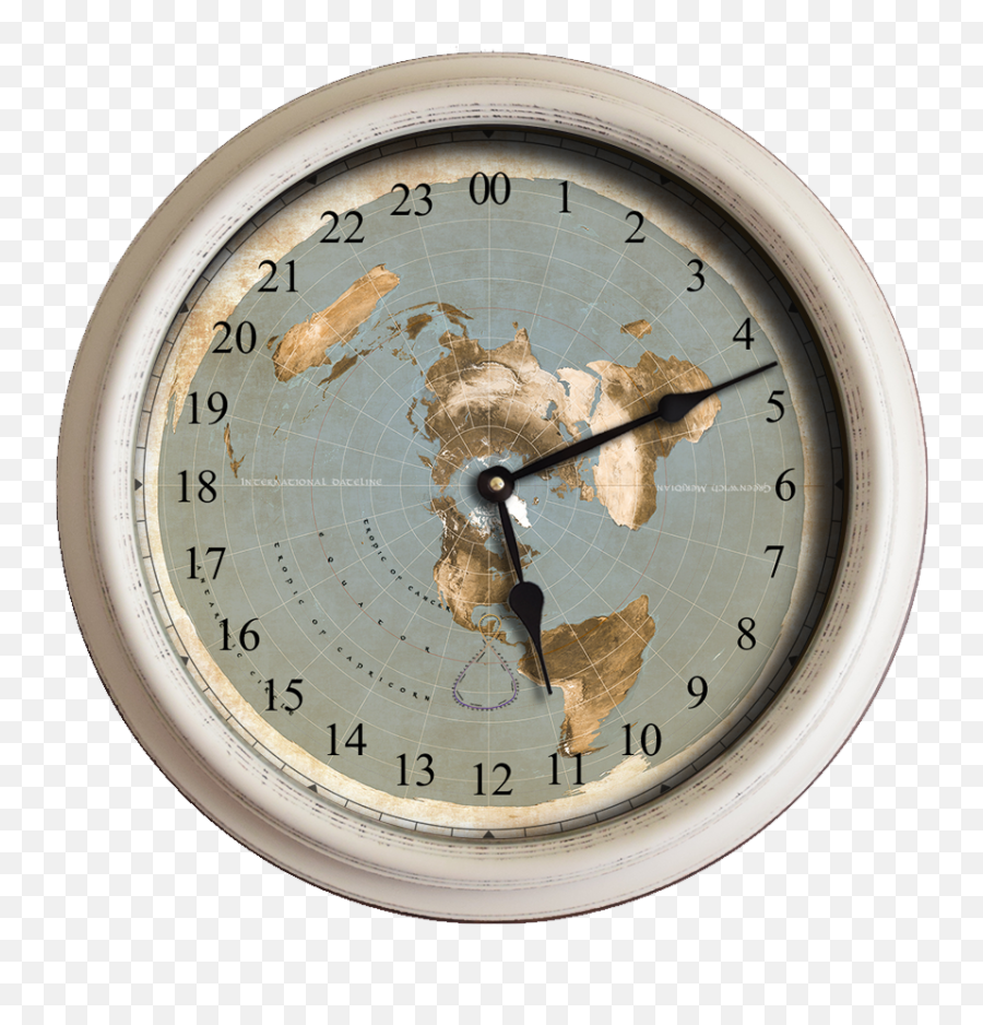 155 Flat Earth Clock 24 Hour Wall - Flat Earth Map Clock Png,Flat Earth Png