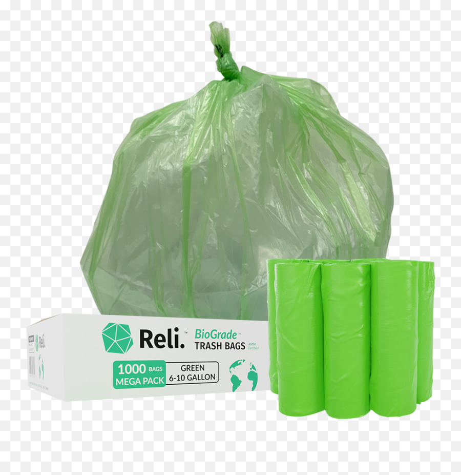 Reli Biodegradable Trash Bags 6 - 10 Gallon Wholesale 1000 Count Green Iceburg Lettuce Png,Trash Bag Png