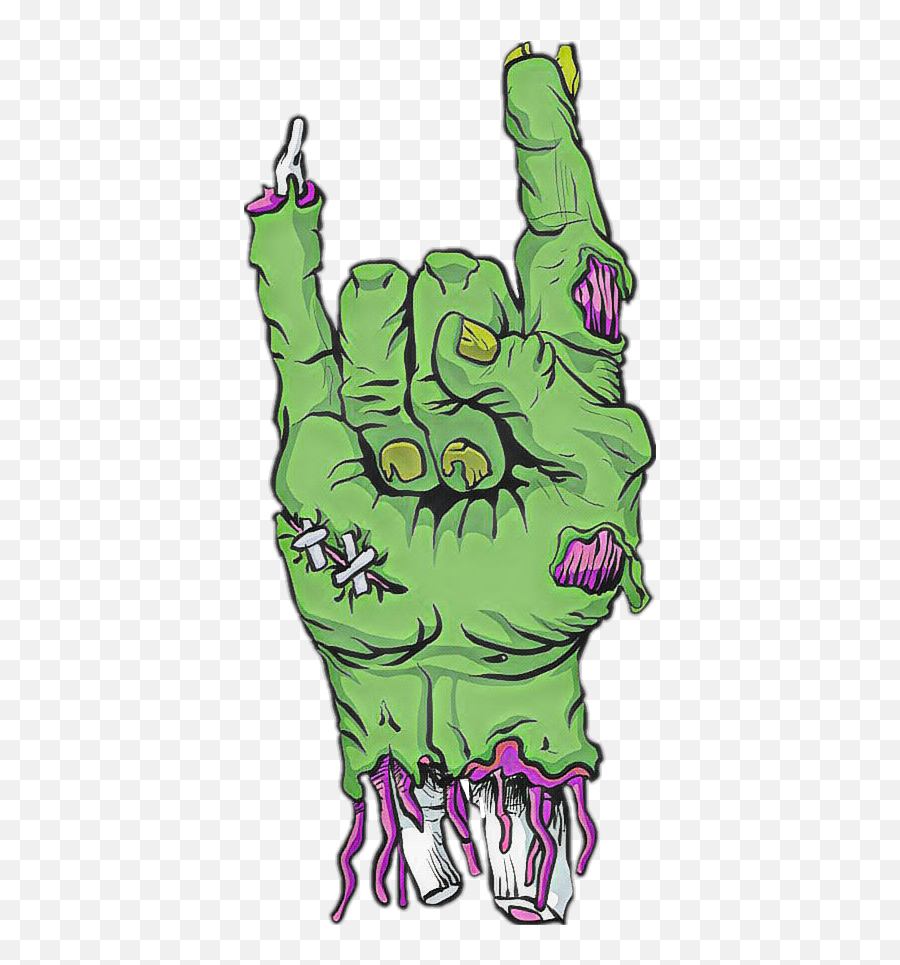 Download Zombie Clipart Green Hand - Zombie Rock On Hand Sign Png,Zombie Hand Png