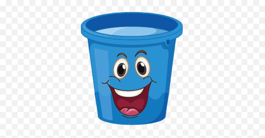 Buckets With Faces Blue Happy Clipart - Cartoon Bucket With Face Png,Bucket Clipart Png