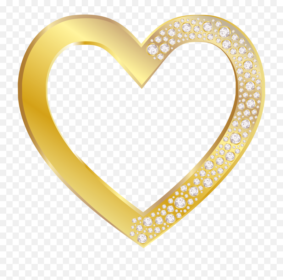 Gold Heart With Diamonds Png Clip Art - Golden Heart Frame Png,Gold Heart Png
