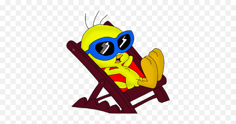 Download Tweety Bird Cartoon Deck Chair Sun Glasses - Tweety Tweety Bird On A Boat Png,Cartoon Sunglasses Png