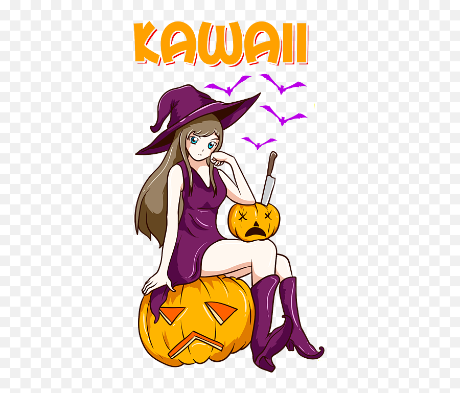 Kawaii Girl Halloween Anime Witch Waifu - Fictional Character Png,Anime Halloween Icon