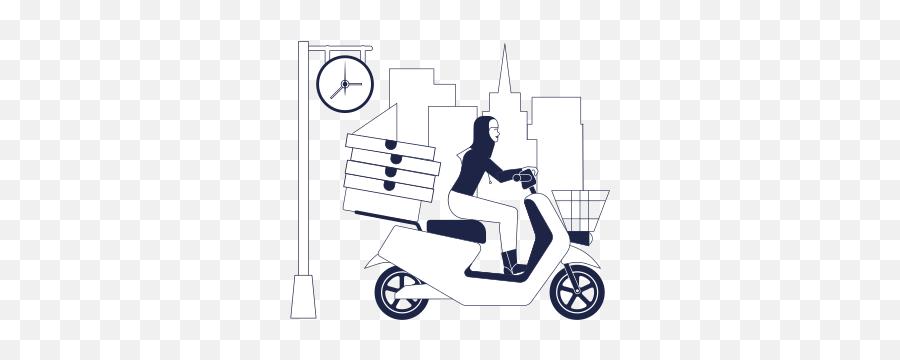 Pizza Delivery Illustration In Png Svg - Drawing,Bike Delivery Icon