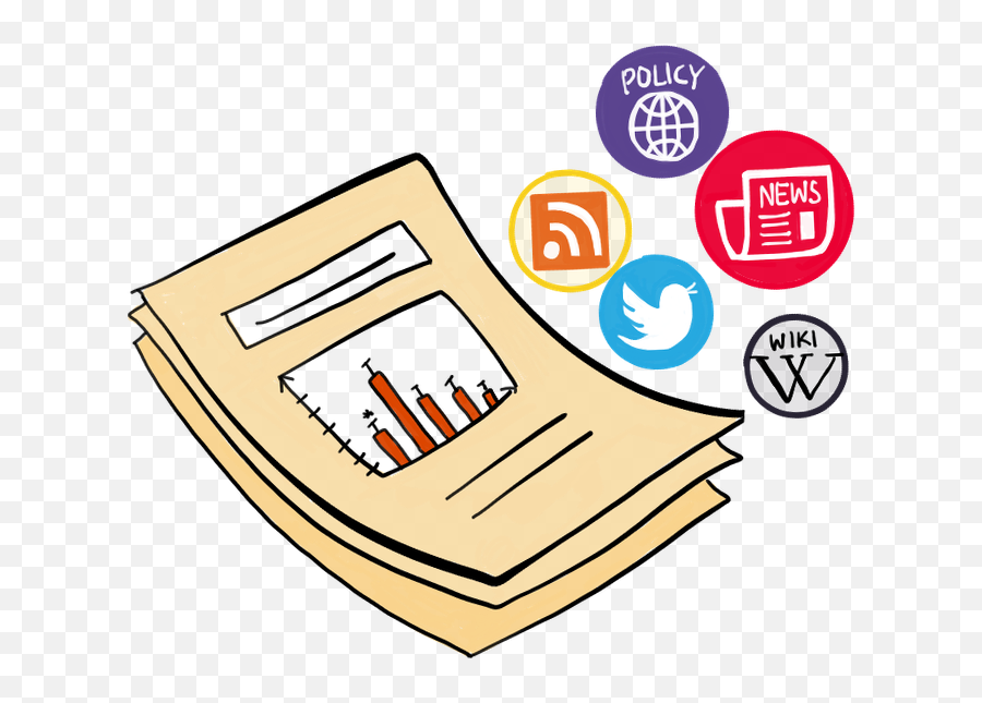 Image Of A Research Paper With Five Icons - Altmetrics Research Paper Clipart Png,News Icon Aesthetic