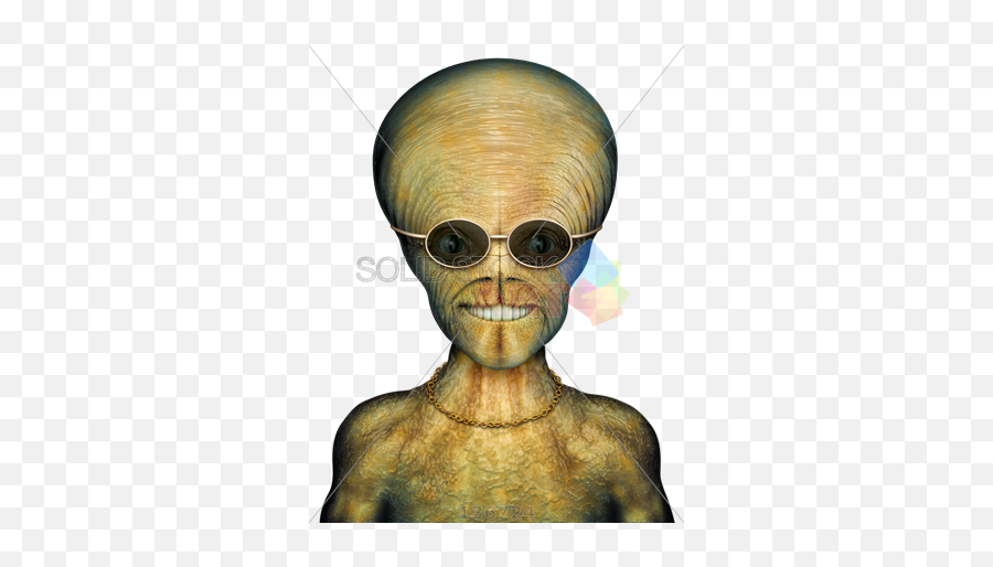 Stock Photo Of Alien Wearing Sunglasses And A Gold Chain Necklace - Alien With Human Teeth Png,Gold Chain Transparent Background