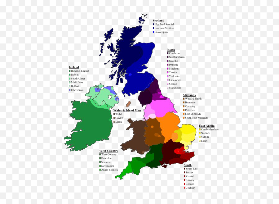 Uk Map Png Clipart - List Of English Accents,Map Clipart Png
