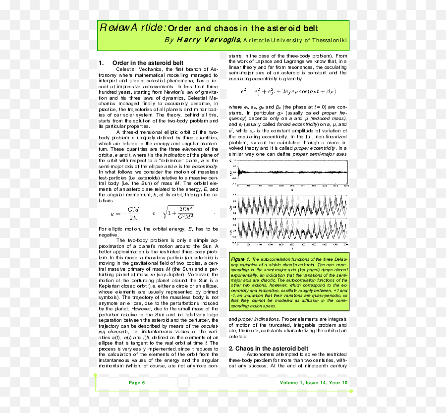 Pdf Order And Chaos In The Asteroid Belt Harry Varvoglis - Document Png,Asteroid Belt Png