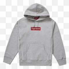 Supreme Swarovski Box Logo Hooded Sweatshirt Heather Grey - png