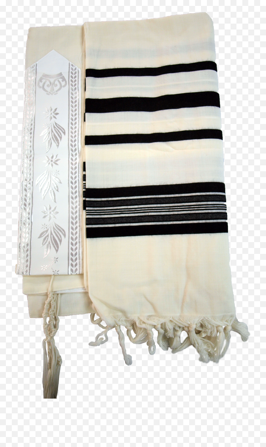 White Prima Aa Thin Wool Tallit With Black Or Stripes - Beach Towel Png,White Stripes Png