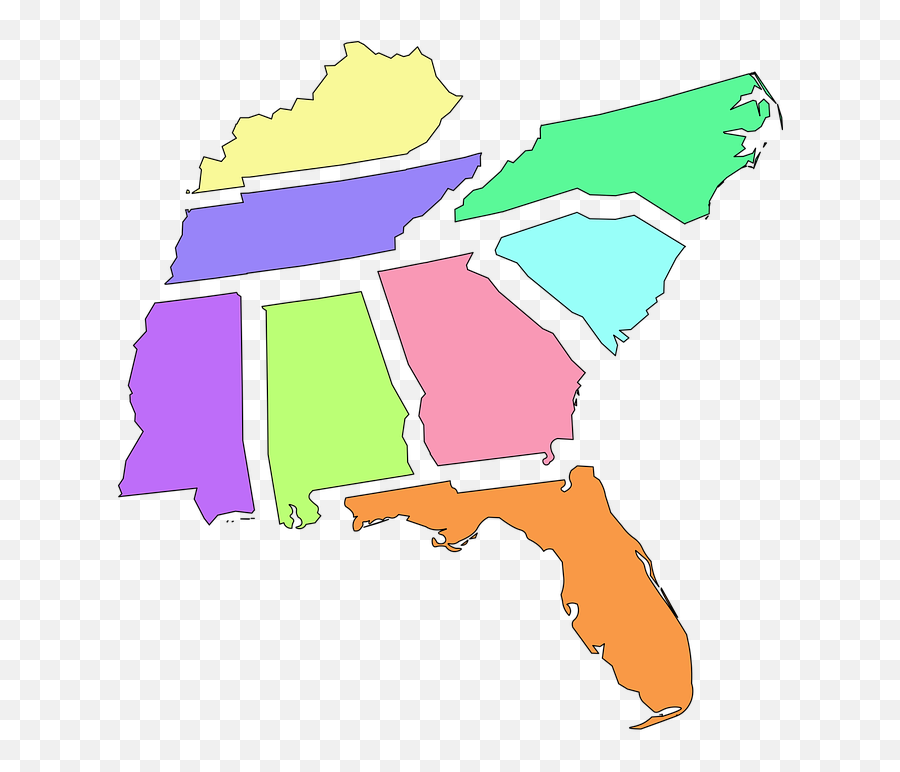Map Florida Alabama - Free Vector Graphic On Pixabay Florida Georgia Tennessee Map Png,Florida Map Png
