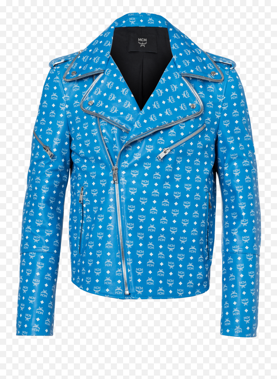 Mcm Menu0027s Visetos Print Leather Rider Jacket In T Blue - Mcm Visetos Rider Jacket Png,Icon Leather Riding Jacket