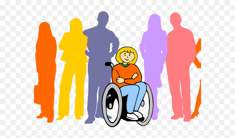 Hospital Clipart Wheelchair - Colourful People Silhouette Person With Disability Clipart Png,People Silhouette Png
