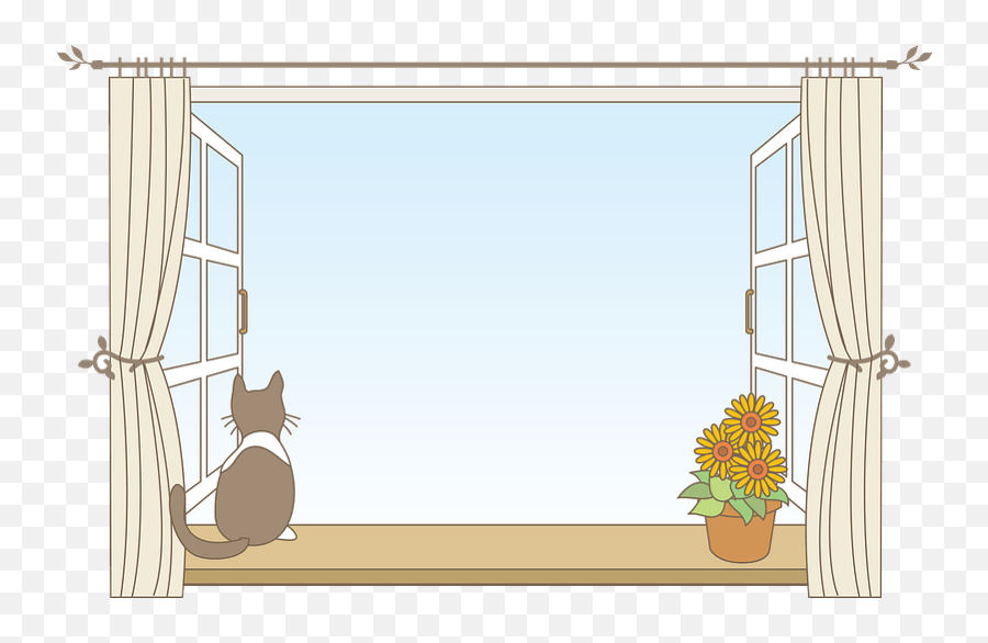 Cat Looking Out The Window Clipart - Cartoon Cat Looking Out Window Png,Window Clipart Png