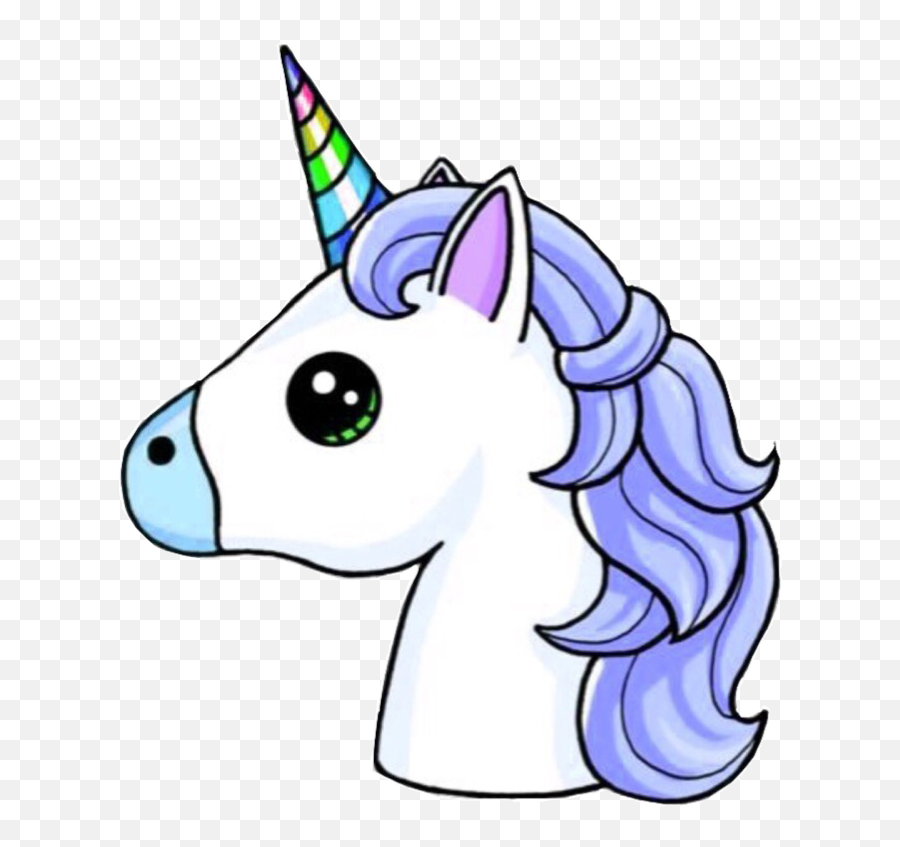 Unicorn Head Unicornhead Blue Rainbow - Unicorn Face Drawing Png,Unicorn Head Png