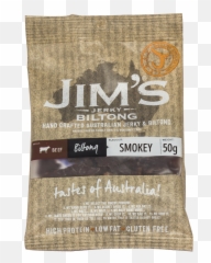 Jimu0027s Jerky Hand Crafted Australian Made Beef Biltong Smokey - Label Png,Smokey Png