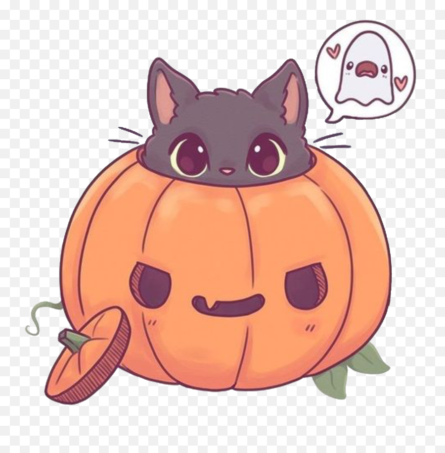 Pumpkin Kitty Kitten Cat Sticker By U2022 Emmicat - Cute Halloween Drawings Png,Cute Pumpkin Png