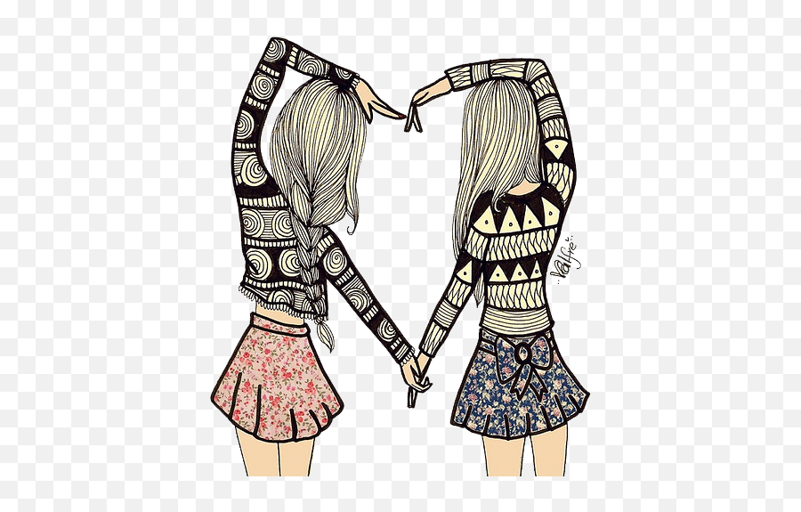 Via Tumblr Discovered - Blonde Best Friends Cartoon Png,Bff Png - free  transparent png images 