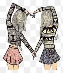 Via Tumblr Discovered - Blonde Best Friends Cartoon Png,Bff Png