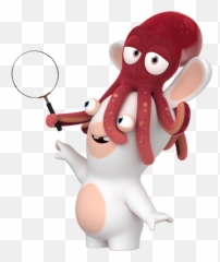 Rabbid With Squid - Stickpng Rabbids Invasion All Characters,Squid Png
