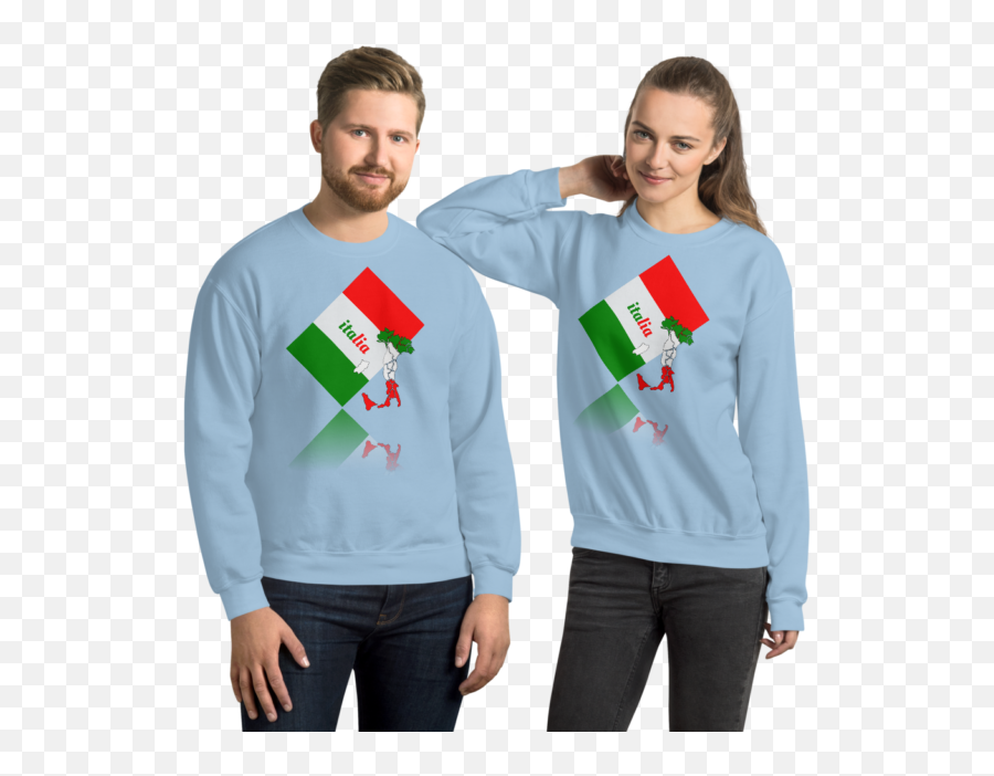 Elegant Italia - Italy Flag And Map Unisex Crew Neck Sweatshirt Family Mockup Png,Italy Flag Png