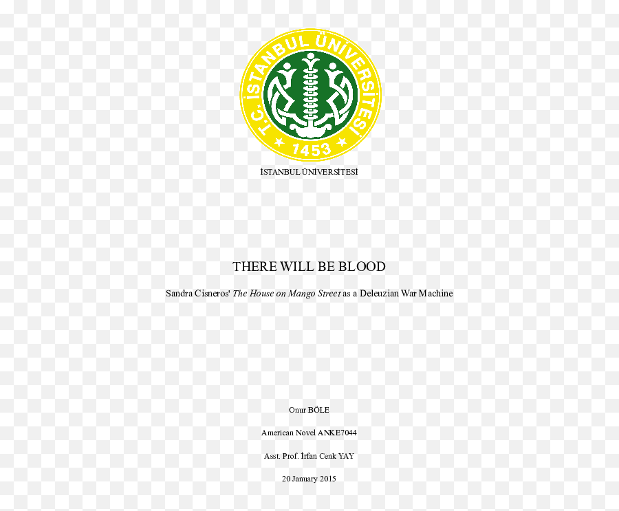 Pdf There Will Be Blood Sandra Cisnerosu0027 The House - Horizontal Png,War Machine Logo