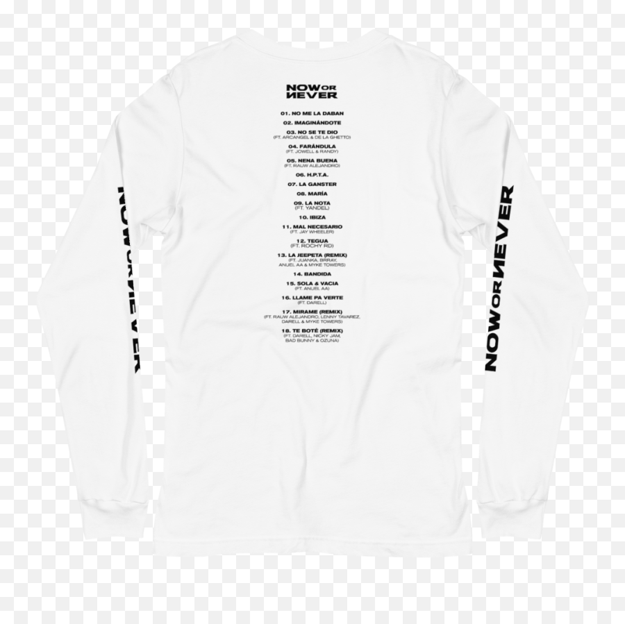 Now Or Never Tracklist Long Sleeve - Long Sleeve Png,Anuel Aa Png