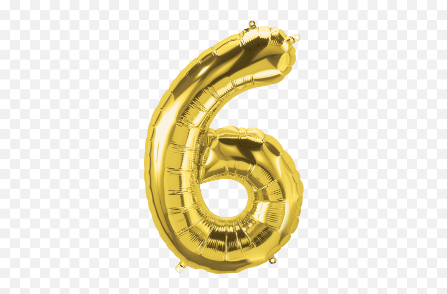 Gold Number 6 Balloon - Rose Gold 6 Balloon Png,Number 6 Png