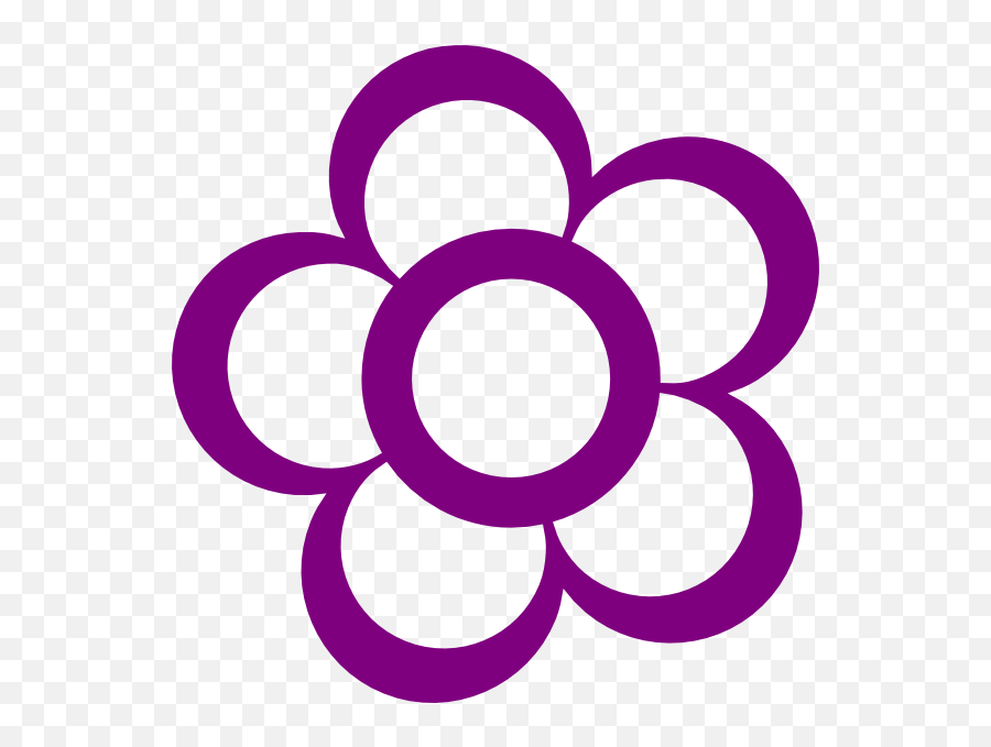 Purple Flower Outline Clip Art - Vector Clip Cute Flowers Clip Art Black And White Png,Flower Cartoon Png