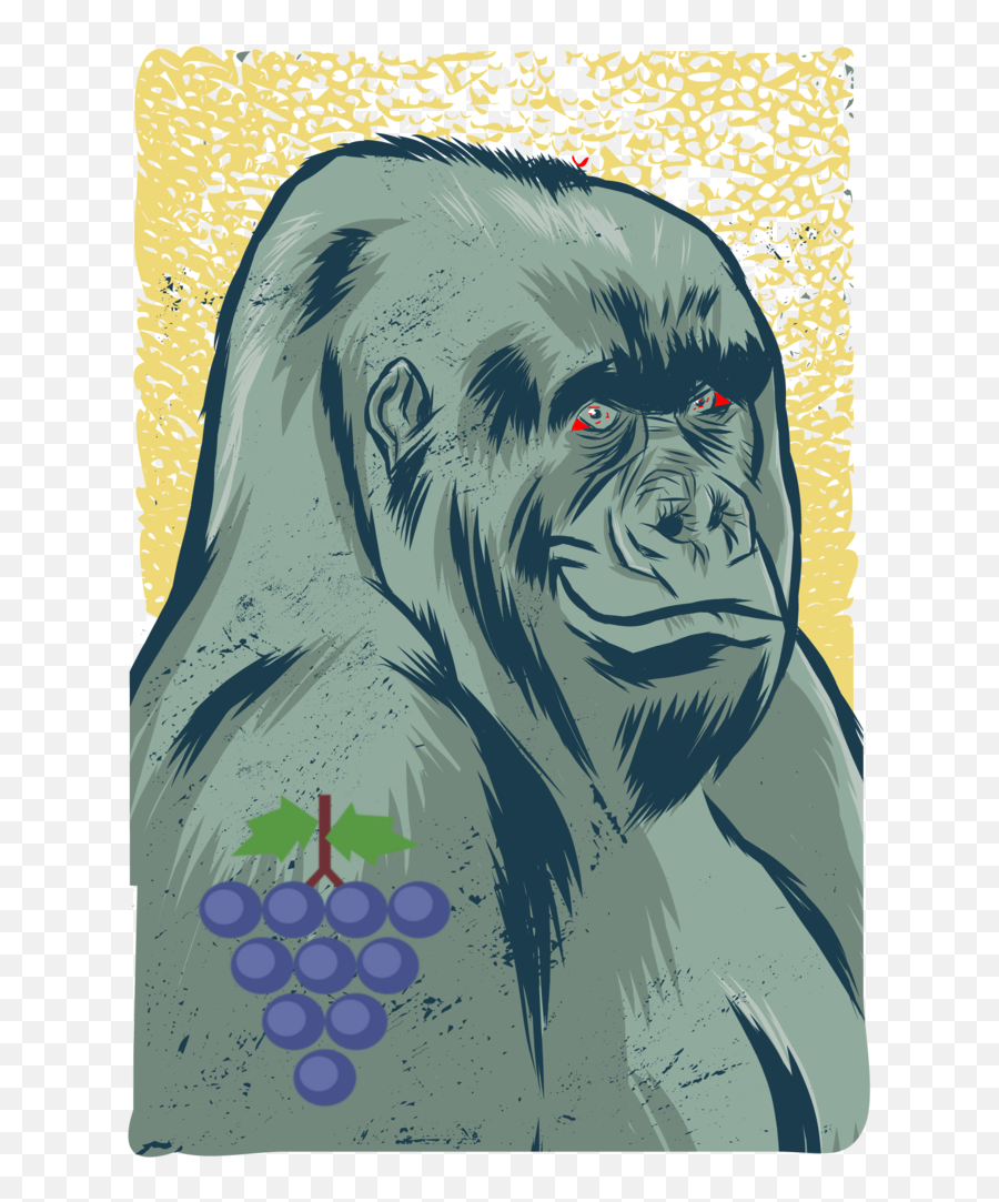 Gorilla With Grapes T - Shirts Macaque Png,Gorilla Cartoon Png