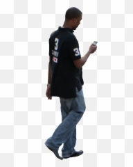 Side View Of A Person Standing Png - Man Walking While Texting