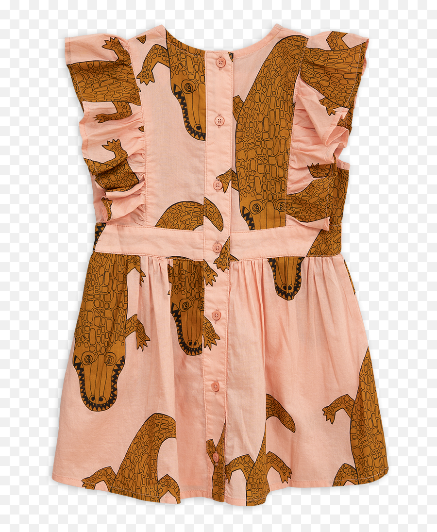 Pink Croco Woven Ruffle Dress - Mini Rodini Krokodil Klänning Png,Ruffles Png
