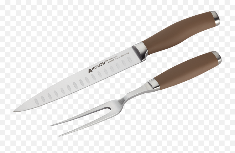 2 Piece Carving Knife And Meat Fork Set - Anolon Png,Fork And Knife Png