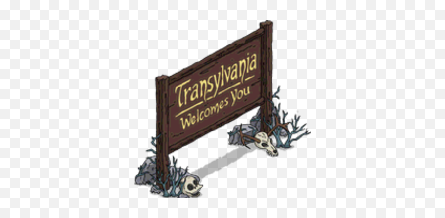 Transylvania Welcome Sign The Simpsons Tapped Out Wiki - Nameplate Png,Welcome Sign Png