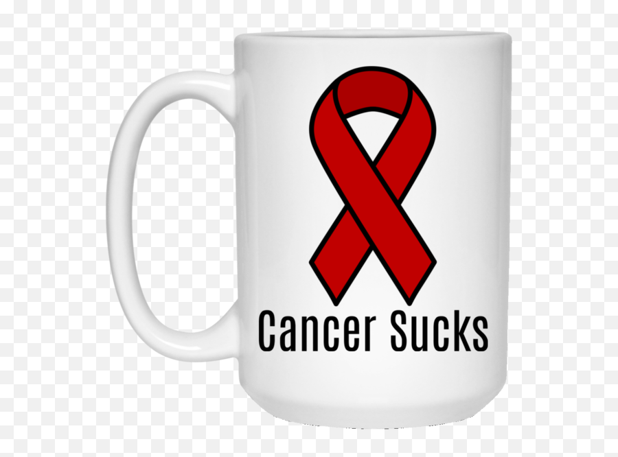 Cancer Sucks Colon Awareness Blue Ribbon 15 Oz Mug - Breast Cancer Ribbon Svg Png,Red And Blue Ribbon Logo