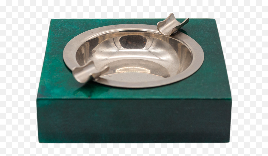 Aldo Tura Green And Silver Ashtray - Lid Png,Ashtray Png