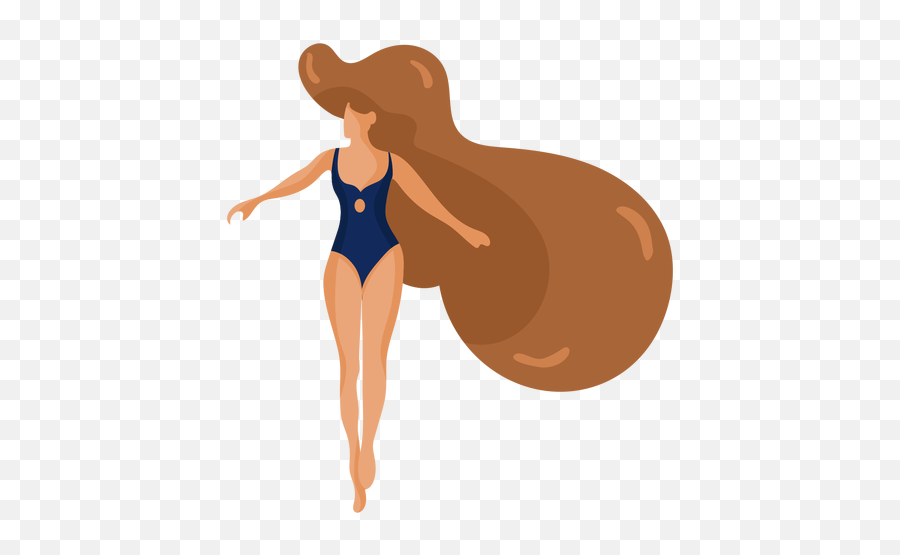 Girl Women Bathing Suit Swimsuit Hair Flat - Transparent Png Transparent Cartoon Bathing Suit Png,One Piece Transparent