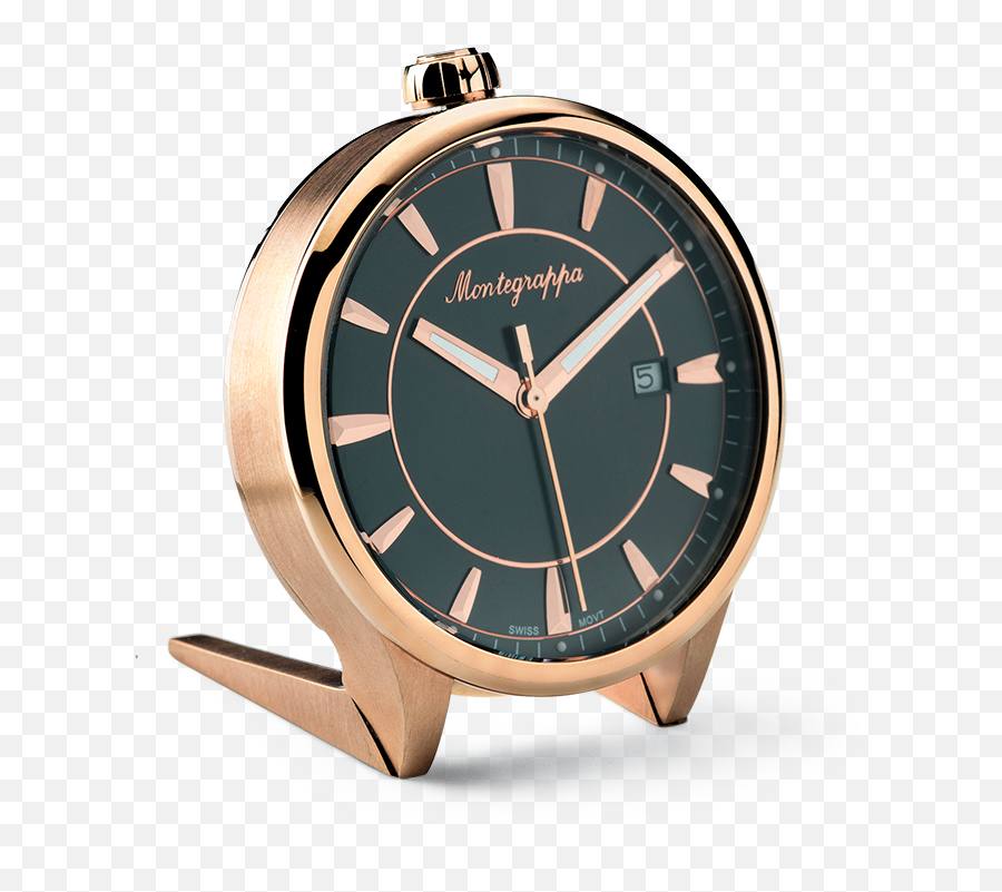 Download Hd Fortuna Table Clock Ip Rose Gold Black Dial - Solid Png,Gold Clock Png